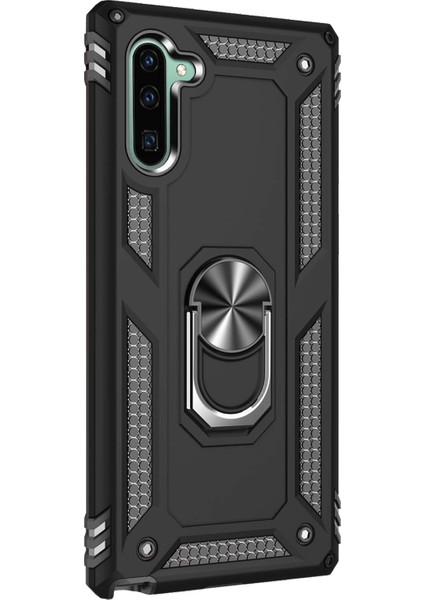 Samsung Galaxy Note 10 Kılıf Military Ring Holder Siyah
