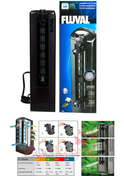 U4 İç Filtre 1000 lt/h 240 lt Akvaryum İçin