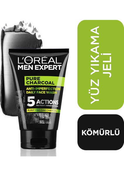 L'Oréal Paris Men Expert Pure Charcoal  Cilt Problemlerine Karşi Savaşan  Yüz Yikama Jeli 100Ml