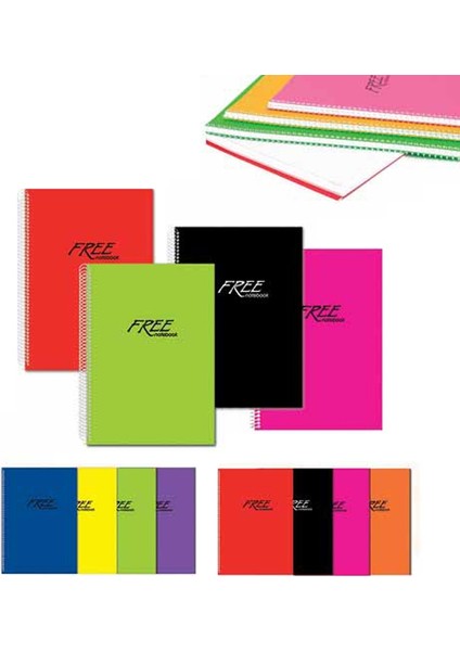 80 Yaprak Çizgili A5 Free Plastik Kapak Spiralli Defter