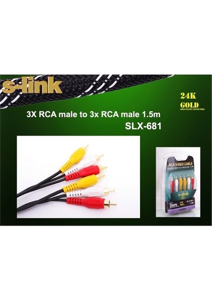 Slx-681 1.5M 3`Lü Rca Video Kablo