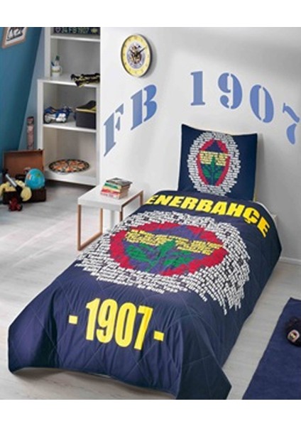 Fenerbahçe Marşlı Logo Tek Kişilik Ranforce Yatak Örtüsü