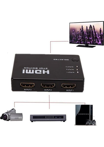 AL-4678 3 Port Hdmi Switch Çoklayıcı Çoğaltıcı Kumandalı