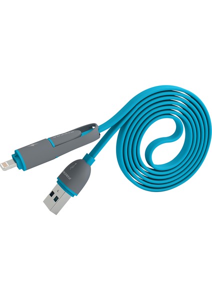 PN-301 Lightning ve Micro USB Mavi Kablo
