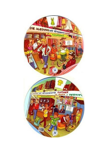 Kelime Çarkı - Giysiler (İngilizce, İspanyolca, Almanca, Fransızca, İtalyanca)