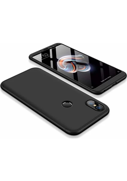 Case 4U Xiaomi Redmi Note 5 Pro Kılıf 3 Parçalı Tam Koruma Sert Mika Ays Kapak Siyah