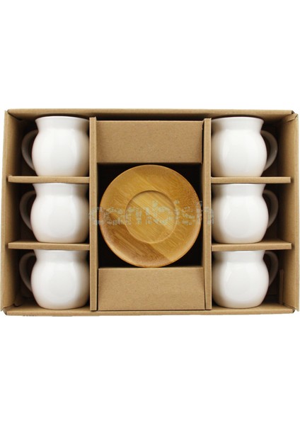 Ms Morry 6'lı Bambu Tabaklı Porselen Kahve Fincan Takımı - Bombe fiyatları