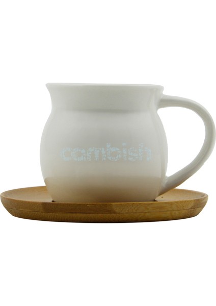 Ms Morry 6'lı Bambu Tabaklı Porselen Kahve Fincan Takımı - Bombe modelleri