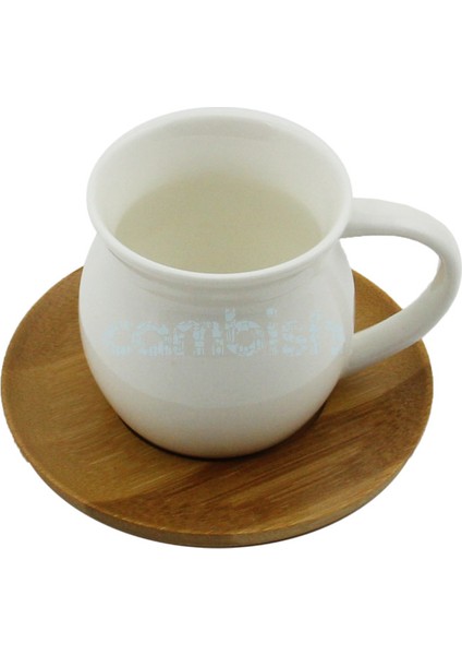 Ms Morry 6'lı Bambu Tabaklı Porselen Kahve Fincan Takımı - Bombe fırsatları