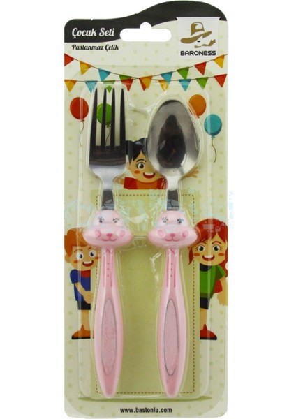 Barones Mama Çatal Kaşık Seti - Pembe