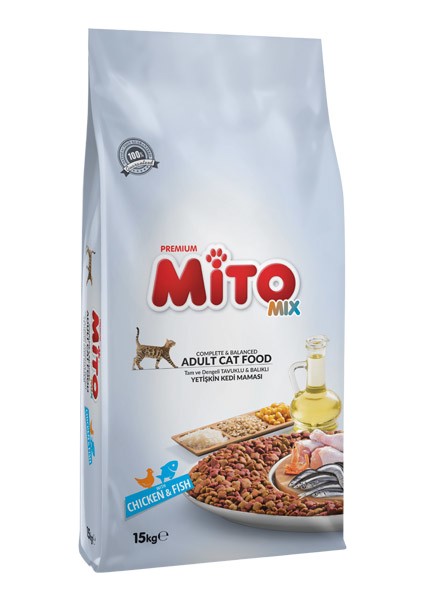 Mix Adult Cat Tavuklu Balıklı Renkli Taneli Yetişkin Kedi Maması 15 kg
