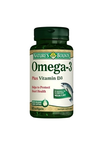 Natures Bounty Omega 3 D Vitaminli 60 Kapsül