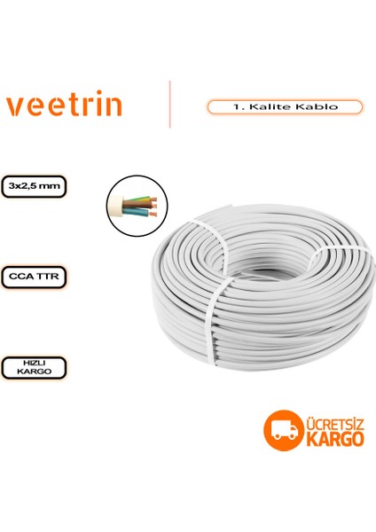 3 x 2,5 mm Çok Telli Cca Ttr Kablo