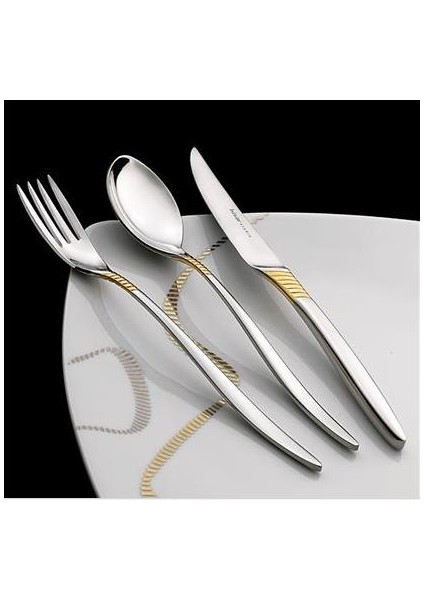 Mamba Gold (Altın) 84 Parça Ahşap Kutulu Çatal Kaşık Bıçak Takımı