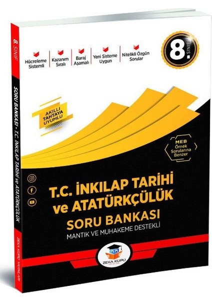 8.Sınıf T.C. İnkilap Tarihi Ve Atatürkçülük Soru Bankası Zeka Küpü Yayınları