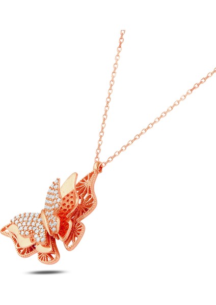 Üç Boyutlu Kelebek Kolye -Rose fiyatları
