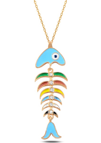 Mineli Kılçık Kolye _turkuaz