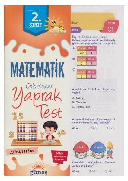 2. Sınıf Matematik Çek Kopar Yaprak Test-Yeni