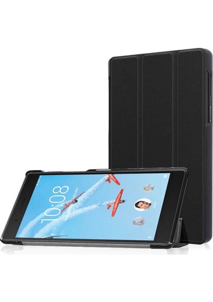 Lenovo Tab4 7 Essential TB-7304F Tablet Delüx Leather Serisi Standlı Kılıf - Siyah
