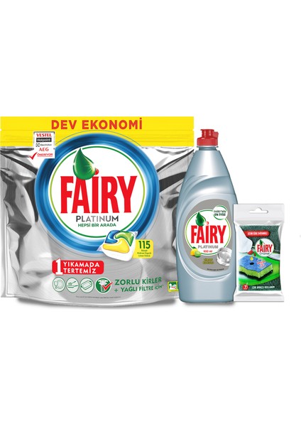 Platinum 115 Yıkama + Fairy Platinum 650 ml Sıvı + Sünger fiyatları