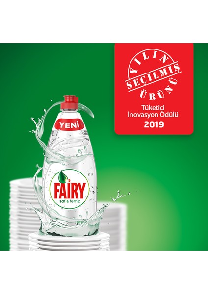 Saf ve Temiz 650 ml 4’lü Bulaşık Deterjanı + Fairy Sünger Hediyeli