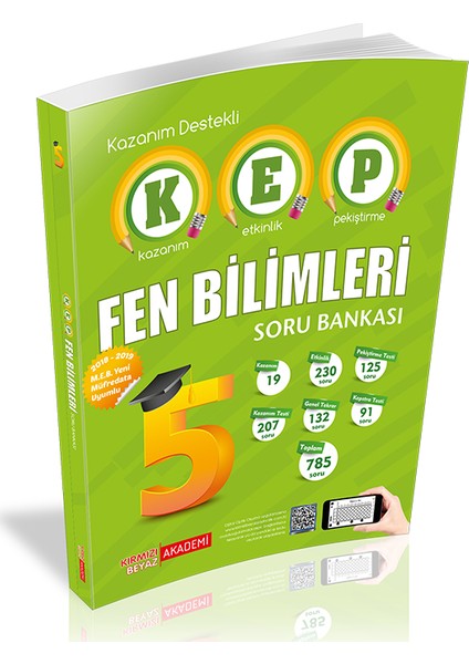 Kırmızı Beyaz Yayınlar Kazanım Destekli Fen Bilimleri Soru Bankası (KEP ) 5.Sınıf