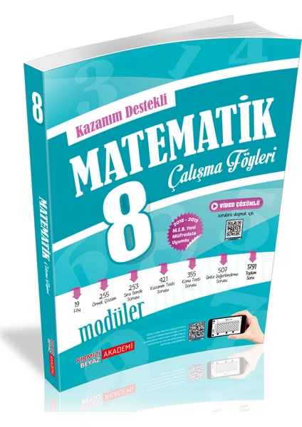 Kırmızı Beyaz Yayınlar Kazanım Destekli Matematik Çalışma Föyleri 8.Sınıf