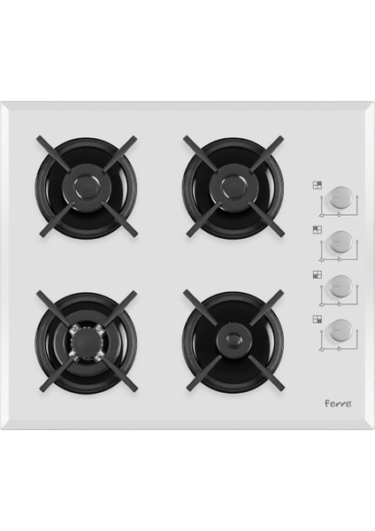 B1240 CE Wok Bek SETÜSTÜ Cam Ocak Beyaz LPG + Doğalgaz Uyumlu