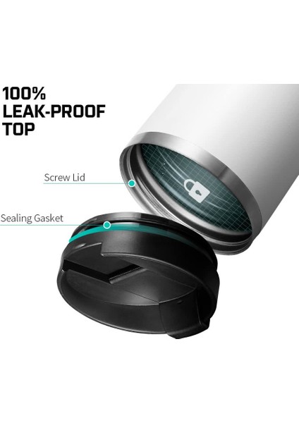 B201 Sızdırmaz Vakumlu Çift Katmanlı Travel Mug Paslanmaz Çelik Termos 887 ml Hot 6h / Cold 24h White - 000HP26028 fırsatları