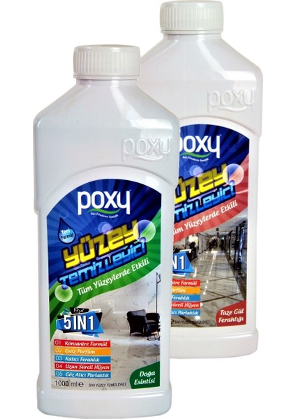 Yüzey Temizleyici 5 In 1-Taze Gül Ferahlığı & Yüzey Temizleyici 5 In 1-Doğa Esintisi 1 lt Set - 2 lt