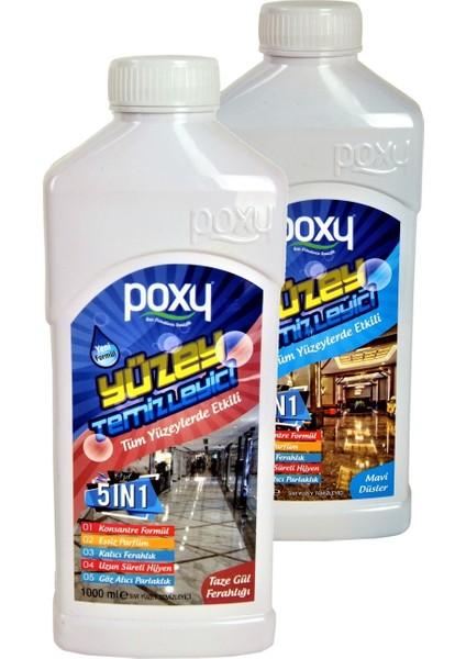 Yüzey Temizleyici 5 In 1-Mavi Düşler 1 lt & Yüzey Temizleyici 5 In 1-Taze Gül Ferahlığı 1 lt Set - 2 lt