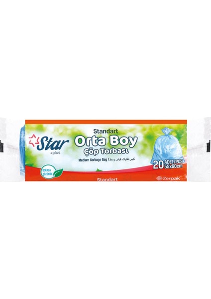 Çöp Torbası Orta Boy 55X60 cm Mavi 1 Koli = 50 Rulo Paket