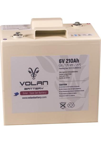 Volan Battery 6 Volt 210 Ah (Amper) Marin Jel Akü