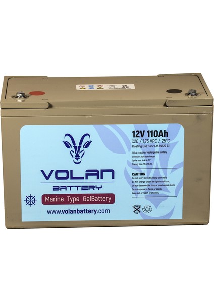 Volan Battery 12 Volt 110 Ah (Amper) Marin Jel Akü