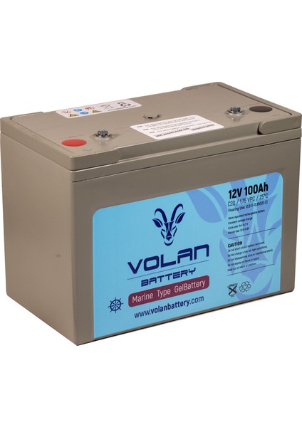 Volan Battery 12 Volt 100 Ah (Amper) Marin Jel Akü