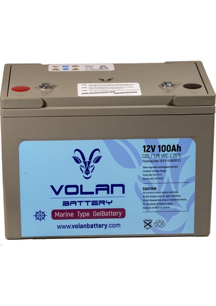 Volan Battery 12 Volt 100 Ah (Amper) Marin Jel Akü