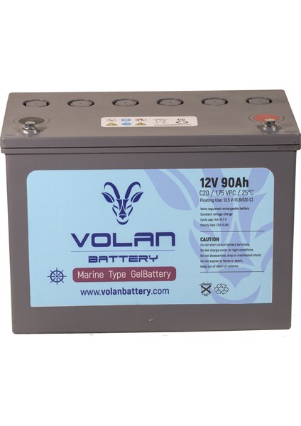 Volan Battery 12 Volt 90 Ah (Amper) Marin Jel Akü