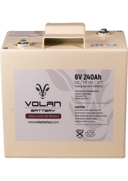 Volan Battery 6 Volt 240 Ah (Amper) Deepcycle Akü