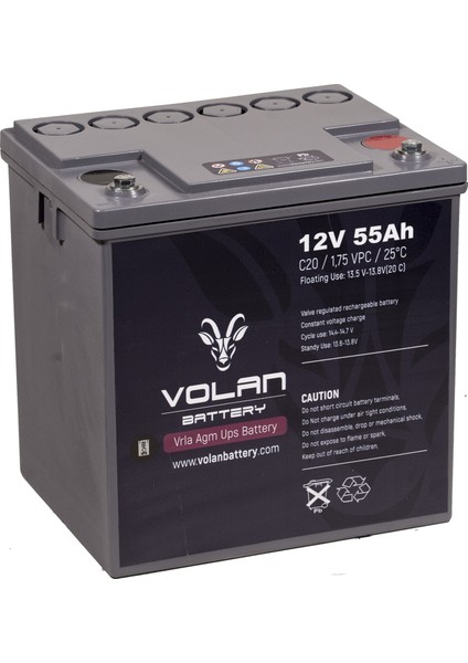 Volan Battery 12 Volt 55 Ah (Amper) Kuru Akü