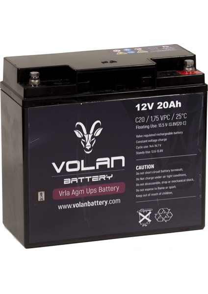 Volan Battery 12 Volt 20 Ah (Amper) Kuru Akü