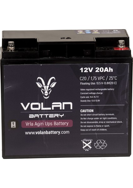 Volan Battery 12 Volt 20 Ah (Amper) Kuru Akü