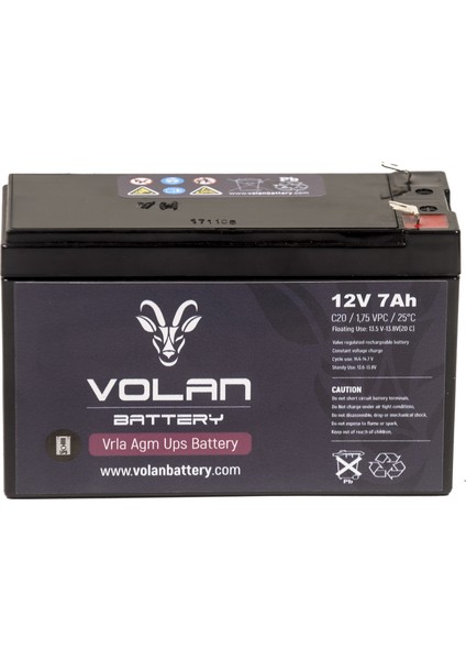 Volan Battery 12 Volt 7 Ah (Amper) Kuru Akü