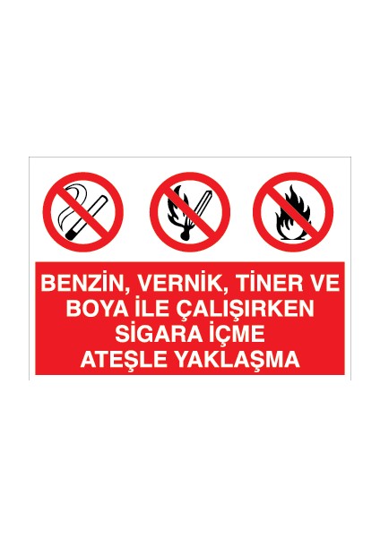 Benzin, Vernik, Tiner ve Boya Ile Çalışırken Sigara Içme Ateşle Yaklaşma Alüminyum