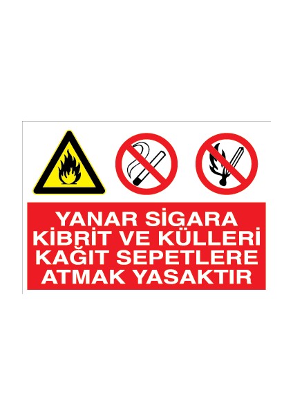 Yanar Sigara Kibrit ve Külleri Kağıt Sepetlere Atmak Yasaktır Pvc-Leksan