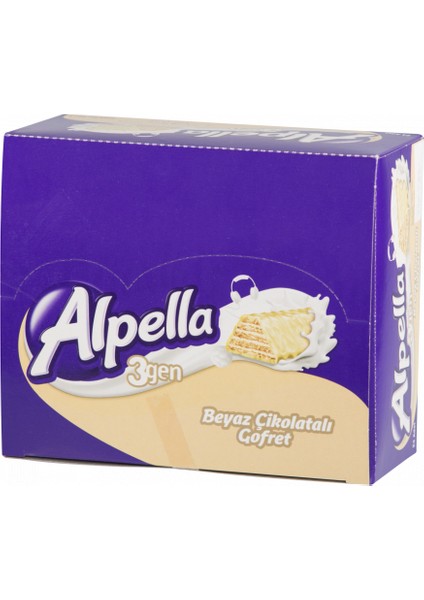 Alpella 3Gen Beyaz Çikolatalı Gofret 28 gr x 48 Adet