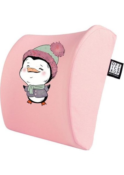 Office Küp Bel Yastığı Ofis Koltuk Minderi Pembe Pinguuu