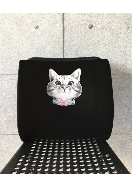 Office Küp Bel Yastığı Ofis Koltuk Minderi Siyah Meraklı Kedi fiyatları