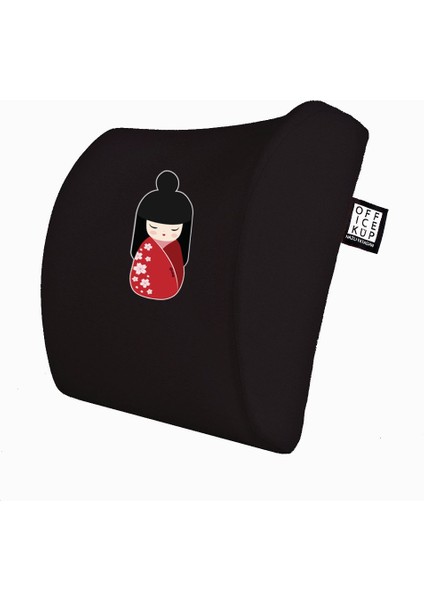 Office Küp Bel Yastığı Ofis Koltuk Minderi Siyah Geisha