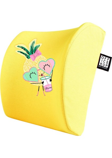 Office Küp Bel Yastığı Ofis Koltuk Minderi Sarı Ananas