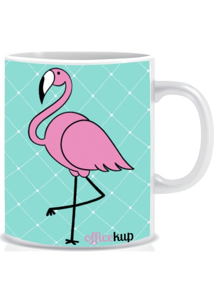 Office Küp 3'lü Ofis Seti Bel Yastığı Kahve Bardağı Mouse Pad Turkuaz Flamingo